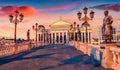 ÃÂ¡harm of the ancient cities of Europe. Impressive sunset in capital of North Macedonia - Skopje.
